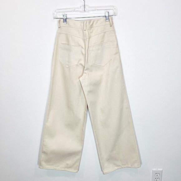 NWT Laude The Label High Rise wide leg Pant Bone Size 0 Madewell Tribe Alive - Picture 8 of 12